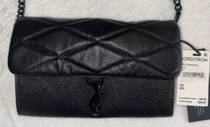 NEW Rebecca Minkoff Women's luxe Crossbody Bag Black Leather Shoulder Bag purse - Picture 1 of 14