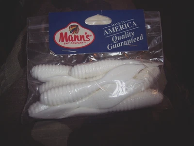 12 Manns White Grub Lure Sting Ray Grub Bass Fish Lure 3" Lure Discontinued - Image 1 of 4