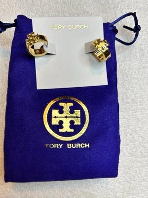 Pendientes de aro Tory Burch Kira Huggie oro precio de venta sugerido por el fabricante $110 nuevos auténticos Foto 1 de 4