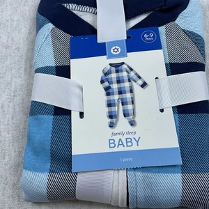 Oeko-Tex Pijama con Pies Ropa de Dormir Bebé 6-9 Meses Cremallera Completa Azul Cuadros Búfalo - Imagen 1 de 10