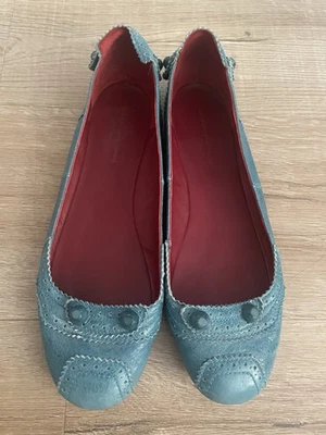 Balenciaga Zapatos Planos Ballet Arena Cuero Azul Teal Tachonado Ciudad 39 EE. UU. 8 Foto 1 de 4