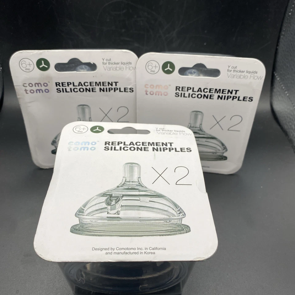 NEW! ComoTomo Silicone Replacement Nipples SEALED 2 Pack X 3 (6 Total) - Image 1 of 1