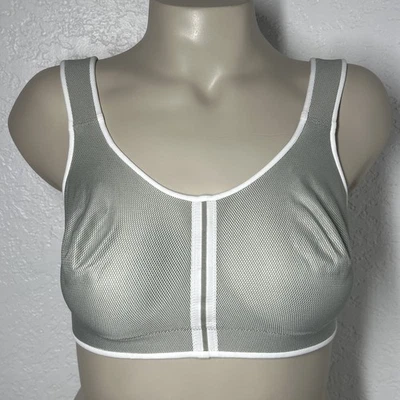 Anita Active Cosamia Dove Wireless Soft Bustier Sports Bra 34D Gray White - Image 1 of 4