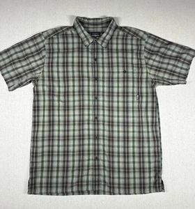 Patagonia Organic Cotton Shirt Large Green Plaid Button Up Short Sleeve - Picture 1 of 7