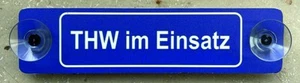 ALU-Schild mit Saugnapf: THW im Einsatz 5x20cm, fürs Auto - Picture 1 of 1