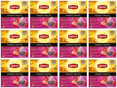 12 cajas de bolsas piramidales de seda sabor té negro LIPTON FOREST FRUITS 30 g 1,05 oz Foto 1 de 4