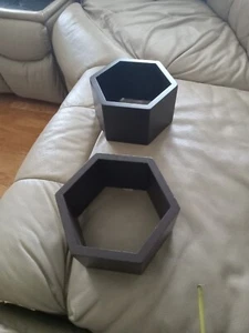 2 Octagon shaped Wood Floating Wall mounted Shelves, dark brown 7.5W x 6.5L - Picture 1 of 5