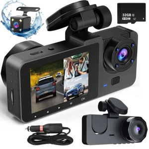 4K Dash Cam Front and Rear and Inside Dash 3-Camera With Free 32GB TF Card USA - Picture 1 of 22