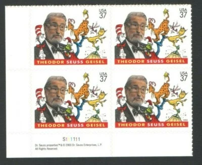 2004 Unused US Postage Block of 37 Cent Stamps THEODOR SEUSS GEISEL  - Image 1 of 2