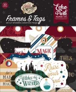 1 Pack de Papel Echo Park Brujas y Magos Nº 2 marcos y etiquetas piezas efímeras - Imagen 1 de 3