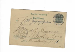 GERMANY 1896 Post Card (with reply card) sent from Braunschweig to Berlin - soil - Picture 1 of 3