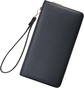 Women'S Wallet RFID Blocking Long Clutch Zip around Travel Leather Purse Large C - Picture 1 of 12