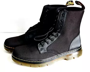 Doc Martens Combs Tech Boots Mens Sz 12 Blk Textile Leather AirWair Lightweight - Picture 1 of 8