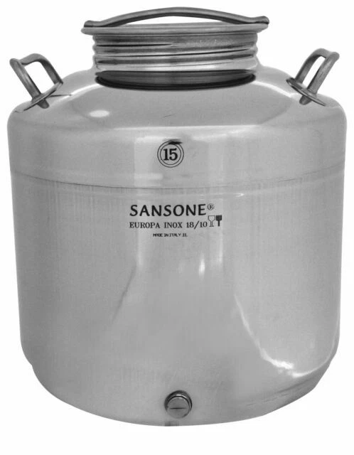 Sansone Bidone Contenitore Acciaio Inox per Olio Lt.15