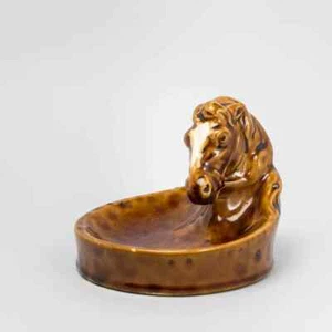 Antique Rörstrand Glazed Porcelain Bowl Horse Statue Marked 1910s SWEDEN - Picture 1 of 2