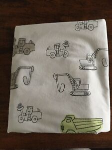  POTTERY BARN KIDS 1 FULL SIZE CONSTRUCTION VEHICLES FLAT SHEET EXCELLENT