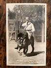 Rppc Mr Gay Riding Pluto Gay's Lion Farm Vtg Postcard El Monte Ca California