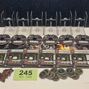 Star Wars X-Wing Miniatures Game Ship Models TIE Fighter Swarm x6 + Dials Cards - Picture 1 of 5