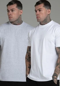 SikSilk Confezione 2 T-shirt Uomo Grigio Marna Bianco Medium - Foto 1 di 4