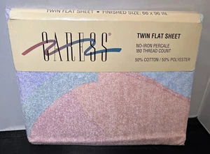 Vintage 1993 Caress Hopscotch Twin Size Flat Sheet Poly Blend NOS - Picture 1 of 10