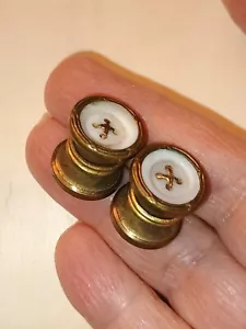 boutons de manchettes, laiton et boutons nacre - Imagen 1 de 4