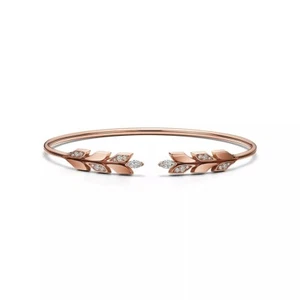 Captivating Vine Wire Style Gold With Round Diamond Diamond 14K Gold Bracelet - Picture 1 of 5