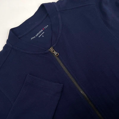 JOHN VARVATOS EE. UU. Para hombres Talla S Azul Marino Cremallera Completa Tejido Waffle Cárdigan Chaqueta Foto 1 de 4