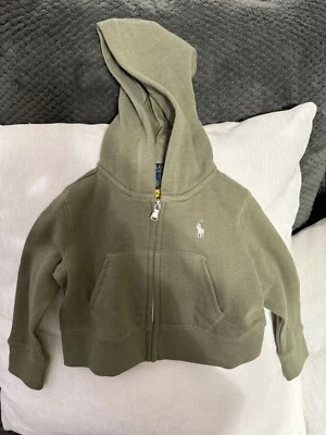 Polo Ralph Lauren мальчиков молнии толстовка с капюшоном оливковый 2T новый без ЯРЛЫКОВ - Изображение 1 из 3
