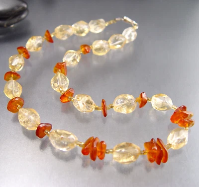 Collar ámbar y citrino artesanal único en su clase Foto 1 de 4