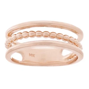 14k Rose Gold High Polished Open Triple Row Beaded Band Size 7 - 4.4 grams - Picture 1 of 4