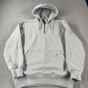 Carhartt Rain Defender Hoodie Size Medium Grey 1/4 Zip Heavyweight Sweatshirt - Picture 1 of 11