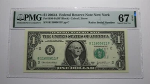 $1 2003 Radar Serial Number Federal Reserve Currency Bank Note Bill PMG UNC67EPQ - Picture 1 of 3