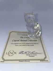 1993 LENOX Sitting Cat Crystal Clear Glass Figure/Figurine with certificate - Picture 1 of 6