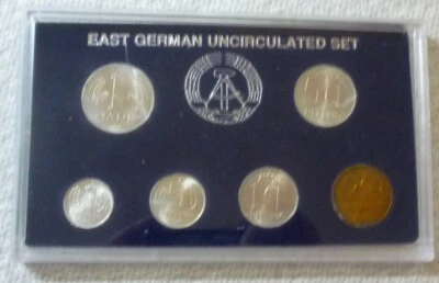 1982 1989 1990 EAST GERMANY DDR - UNC SET (6) - PFENNIG & MARK - HARD PLASTIC - Image 1 of 4