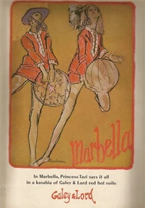 60's Barbara Pearlman Illustrated Galey & Lord Ad 1966 - Foto 1 di 1