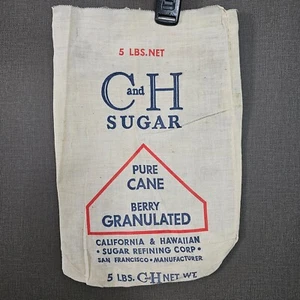 C & H reiner Rohrzuckerbeutel 5 Pfund CA & HI Sugar Refining Corp San Fran Vintage 5x8" - Bild 1 von 5