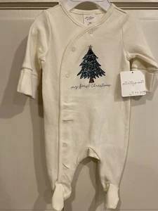 Starting Out My First Christmas Jumpsuit Newborn Tree Cream Snaps 1-Piece NEW - Picture 1 of 7