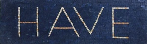Mosaic Marble Have Blue Decorated LOGO Design 39x12 Inches - Picture 1 of 1