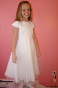 US Angels First Holy Communion Dress Style #239 Size 6X White Satin Organza S/S