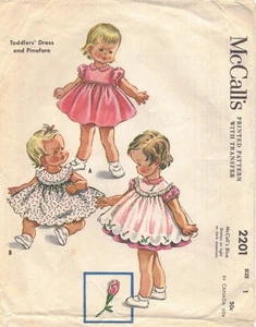 2201 McCall's Sewing Pattern With Transfer Dress Frock & Pinafore Toddler Size 1 - Picture 1 of 2