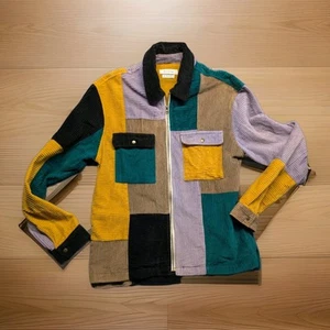 URBAN OUTFITTERS CORDUROY RYDER BLOCKED MULTICOLOR ZIP JACKET UNISEX COTTON M - Picture 1 of 6