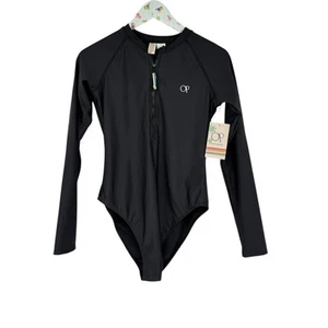 OP Ocean Pacific XL Black Long Sleeve One Piece Swimsuit Surfsuit Rash Guard NWT - Picture 1 of 9