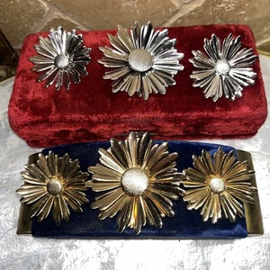 Vintage Sarah Coventry Daisy Flower Pin Brooch & Earring Sets Silver & Gold Tone - Picture 1 of 14