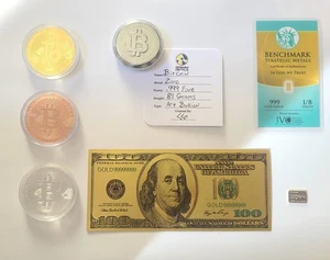 Bitcoin Collection - .999 Silver - 24K Gold - .999 Zinc - Grimm Metals - Imagen 1 de 2