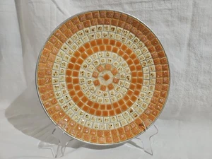 SCHÖN!!! Intarsien Keramik Fliese Schale Tablett Schmuckschale lachs hellbraun beige gesprenkelt  - Bild 1 von 9