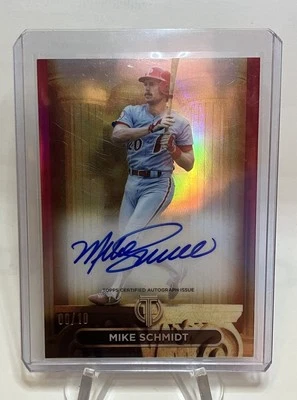 2025 Topps Tribute Mike Schmidt Pillars Of The Game Red Auto /10 Phillies  - Image 1 of 3