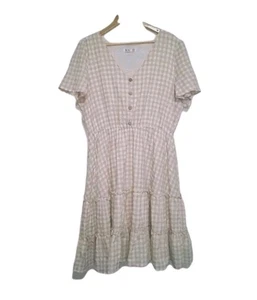  You + All  Ladies Beige White Poly Cotton Tiered  Dress Size 20 NWOT - Picture 1 of 5