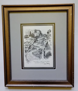 San Francisco 1977 Pen & Ink Framed " Crookedest Street In The World"  Don Darcy - Picture 1 of 3