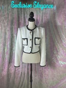 Cinq A Sept Auden Tweed Blazer mit Kontrastbesatz Gr. 10 AUTHENTISCH Neu mit Etikett - Bild 1 von 8