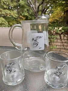 BC Comic Strip Grog Caveman Cavewoman 2 Qt. Water Pitcher and Two Glasses - Picture 1 of 6